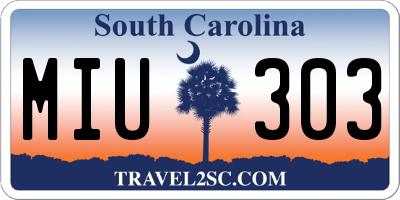 SC license plate MIU303