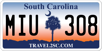 SC license plate MIU308
