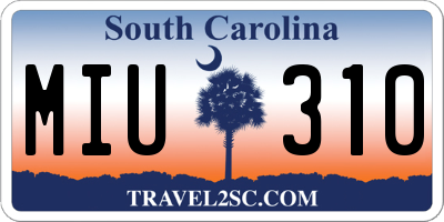 SC license plate MIU310