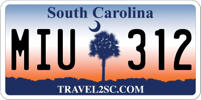 SC license plate MIU312