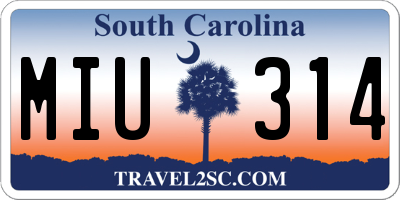 SC license plate MIU314