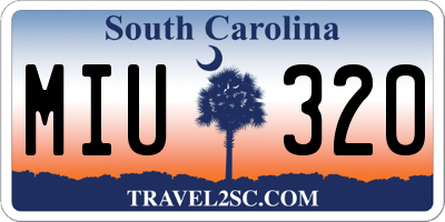 SC license plate MIU320