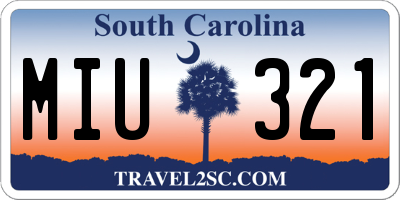 SC license plate MIU321