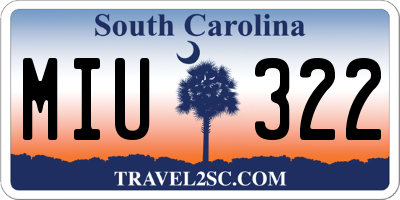 SC license plate MIU322
