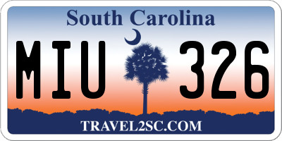 SC license plate MIU326