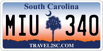SC license plate MIU340
