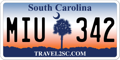 SC license plate MIU342