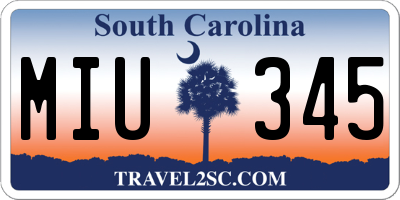 SC license plate MIU345