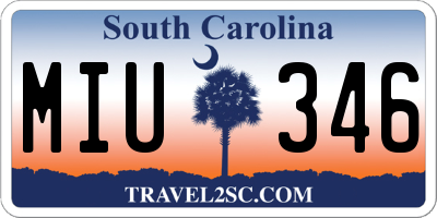 SC license plate MIU346