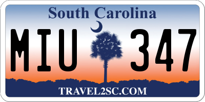 SC license plate MIU347