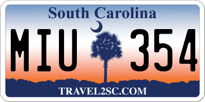 SC license plate MIU354