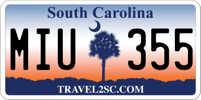SC license plate MIU355