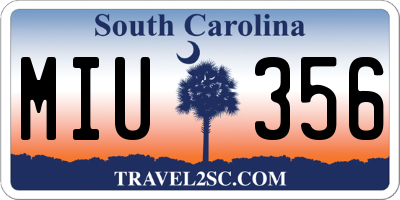 SC license plate MIU356
