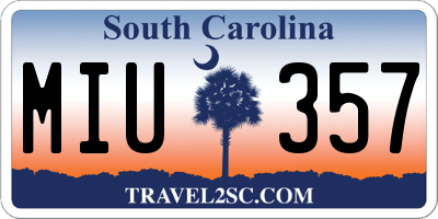 SC license plate MIU357