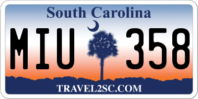 SC license plate MIU358