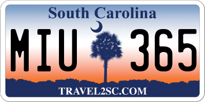 SC license plate MIU365