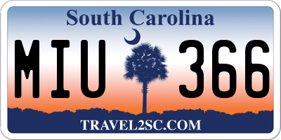 SC license plate MIU366