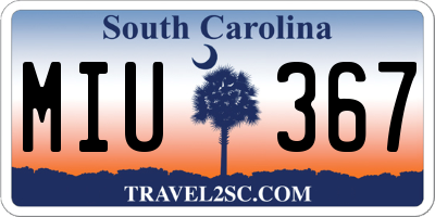 SC license plate MIU367