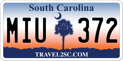 SC license plate MIU372