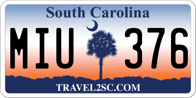 SC license plate MIU376