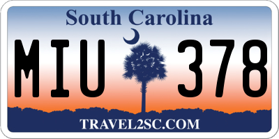 SC license plate MIU378