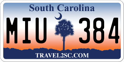 SC license plate MIU384