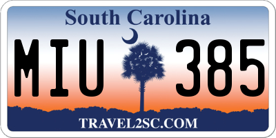 SC license plate MIU385