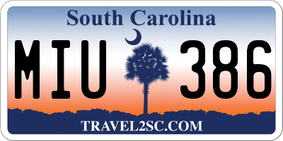 SC license plate MIU386