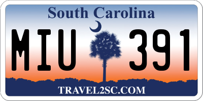 SC license plate MIU391