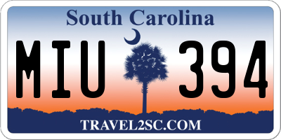 SC license plate MIU394