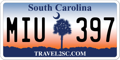 SC license plate MIU397