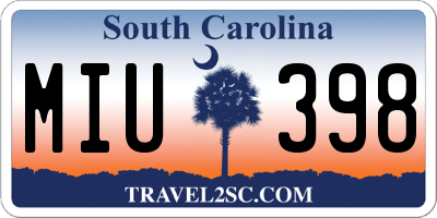SC license plate MIU398