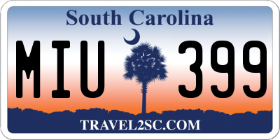 SC license plate MIU399