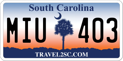 SC license plate MIU403