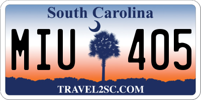 SC license plate MIU405