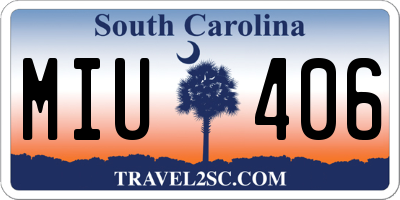 SC license plate MIU406