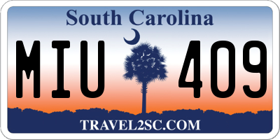 SC license plate MIU409