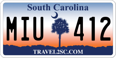SC license plate MIU412