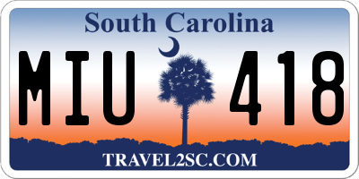 SC license plate MIU418