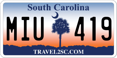 SC license plate MIU419