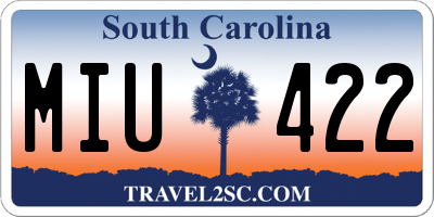 SC license plate MIU422