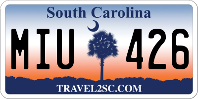 SC license plate MIU426