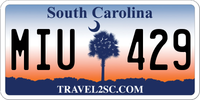 SC license plate MIU429