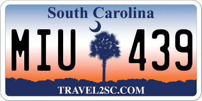 SC license plate MIU439