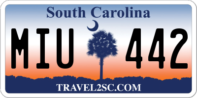 SC license plate MIU442