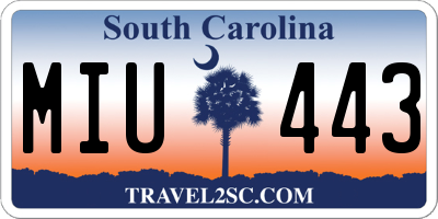 SC license plate MIU443