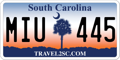 SC license plate MIU445