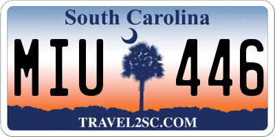 SC license plate MIU446