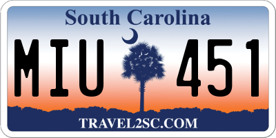 SC license plate MIU451
