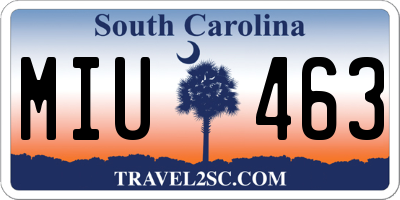SC license plate MIU463
